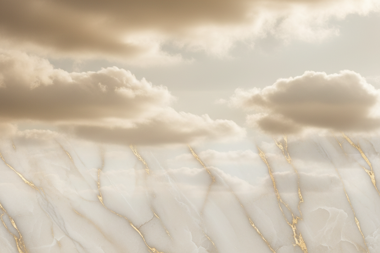 beige bakgrunn med skyer og marmor
